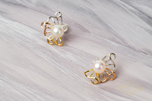 "Poseidon" Pearl and Gold Earrings