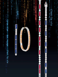 「Morse Code」 “Bon Voyage” Color Sapphire Diamond bracelet