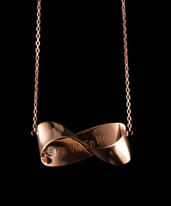 “Eternal Love” Diamond and 18K Rose Gold Mobius Ring Necklace