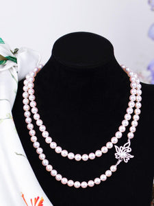 「Orchid Chinese Frog」 Akoya Pearl Diamond necklace