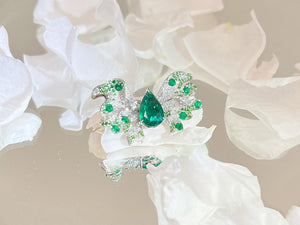 「Koi」 Emerald Diamond ring/necklace/brooch