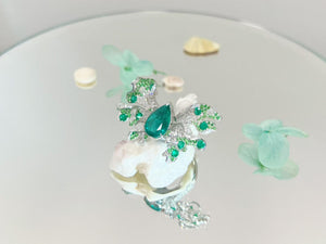 「Koi」 Emerald Diamond ring/necklace/brooch