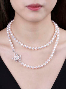 「Orchid Chinese Frog」 Akoya Pearl Diamond necklace