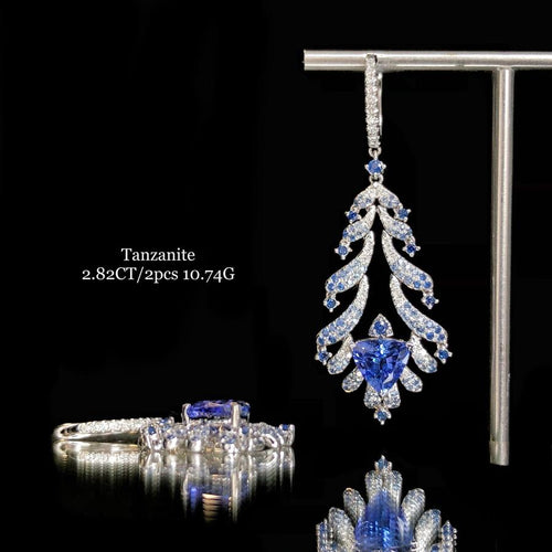 「Vine」 Tanzanite Sapphire Diamond earrings