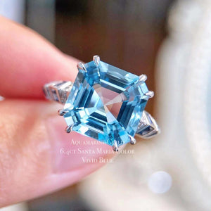 「Geometry」 Aquamarine Diamond ring